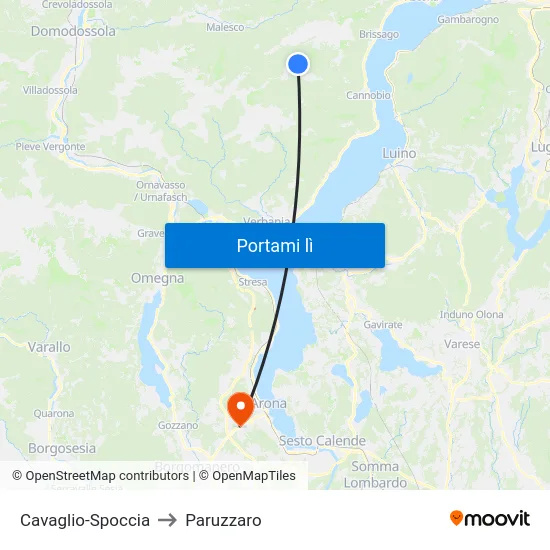 Cavaglio-Spoccia to Paruzzaro map