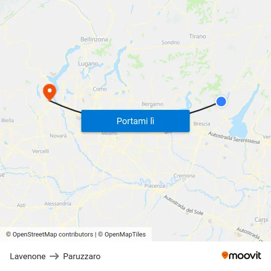 Lavenone to Paruzzaro map