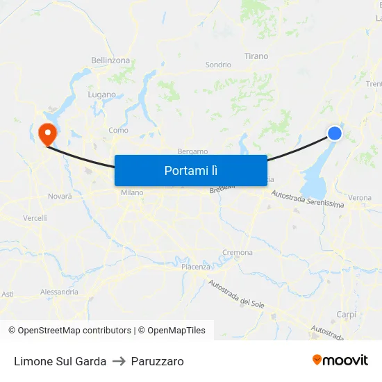 Limone Sul Garda to Paruzzaro map