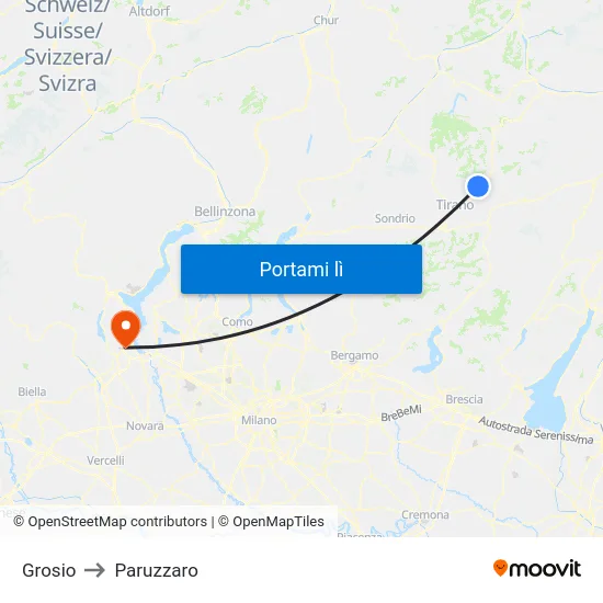 Grosio to Paruzzaro map