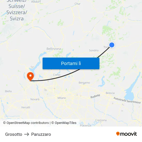 Grosotto to Paruzzaro map