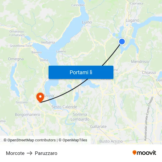 Morcote to Paruzzaro map