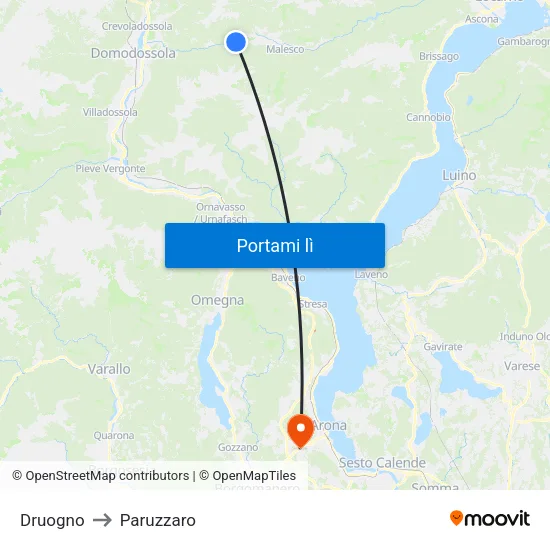 Druogno to Paruzzaro map