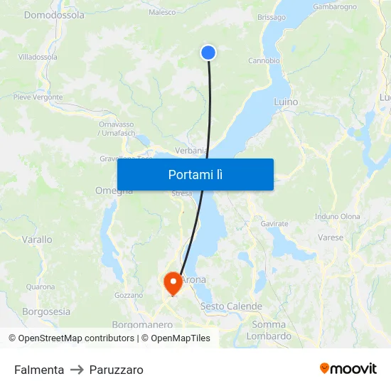 Falmenta to Paruzzaro map