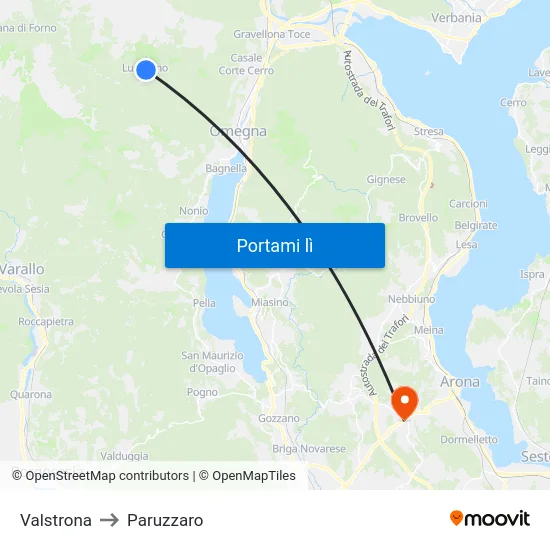 Valstrona to Paruzzaro map