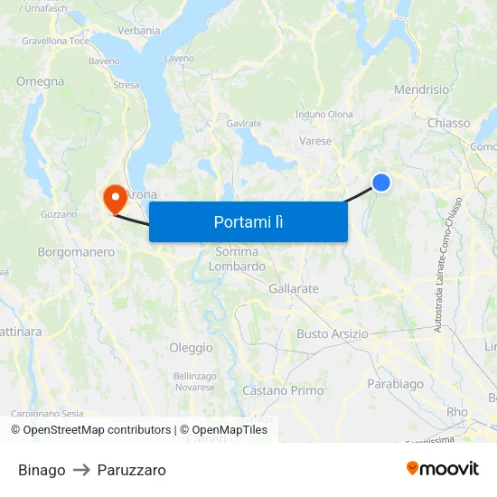 Binago to Paruzzaro map