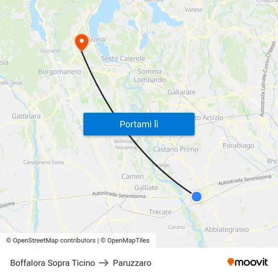 Boffalora Sopra Ticino to Paruzzaro map