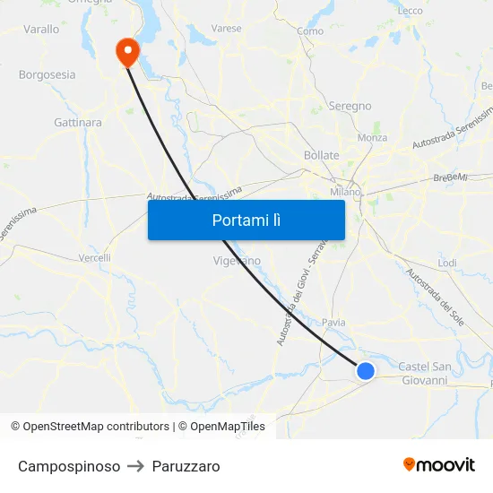 Campospinoso to Paruzzaro map