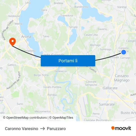 Caronno Varesino to Paruzzaro map