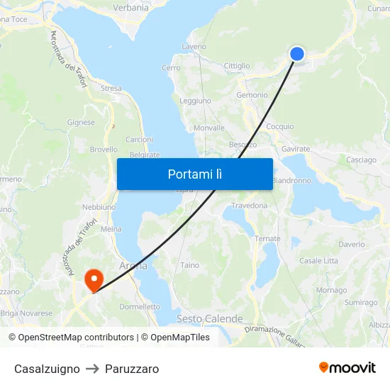 Casalzuigno to Paruzzaro map
