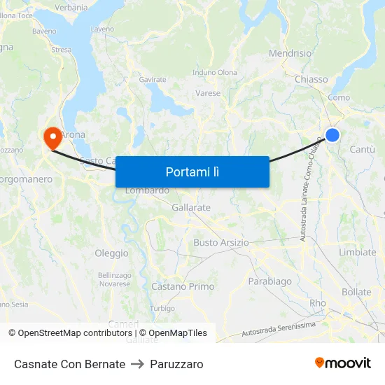 Casnate Con Bernate to Paruzzaro map