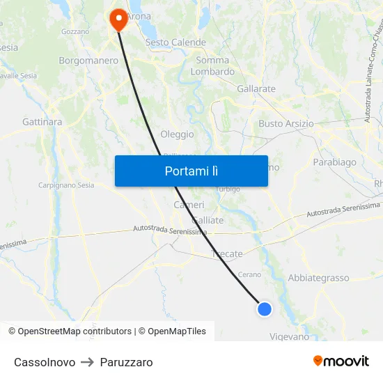 Cassolnovo to Paruzzaro map
