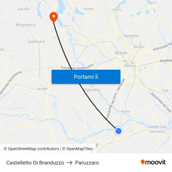 Castelletto Di Branduzzo to Paruzzaro map