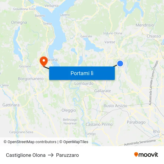 Castiglione Olona to Paruzzaro map
