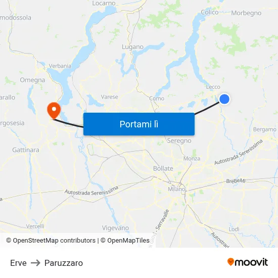 Erve to Paruzzaro map