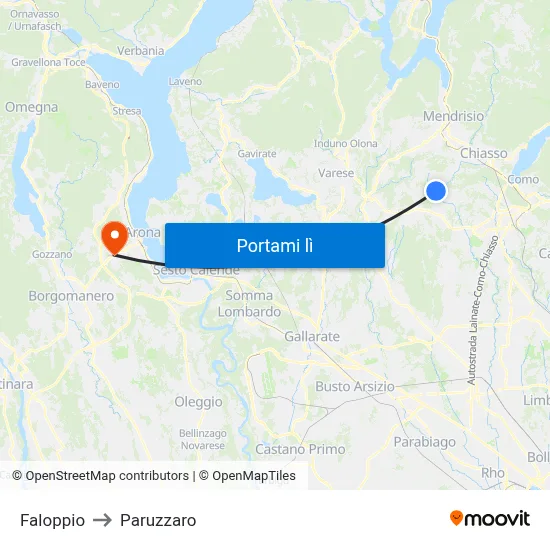 Faloppio to Paruzzaro map