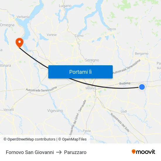 Fornovo San Giovanni to Paruzzaro map