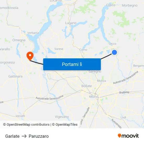 Garlate to Paruzzaro map