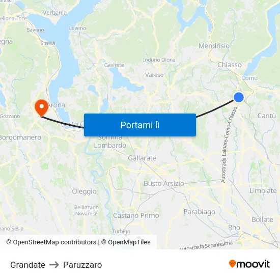 Grandate to Paruzzaro map