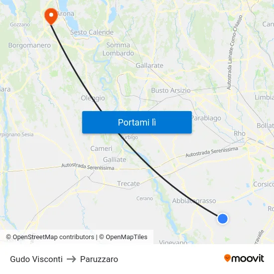 Gudo Visconti to Paruzzaro map