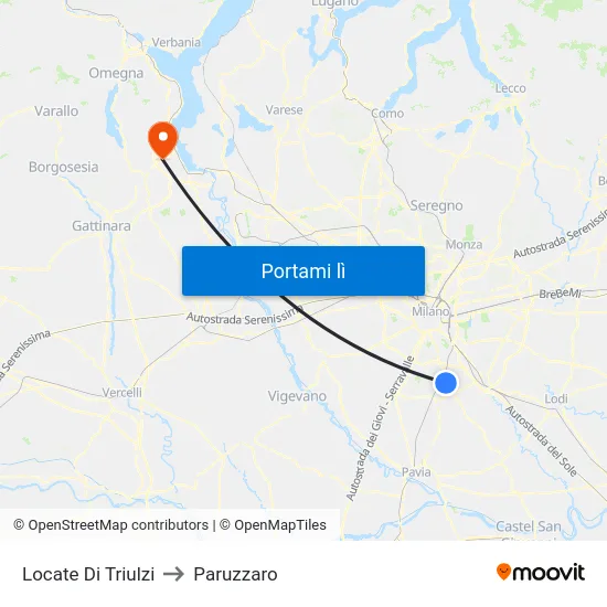 Locate Di Triulzi to Paruzzaro map