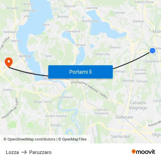 Lozza to Paruzzaro map