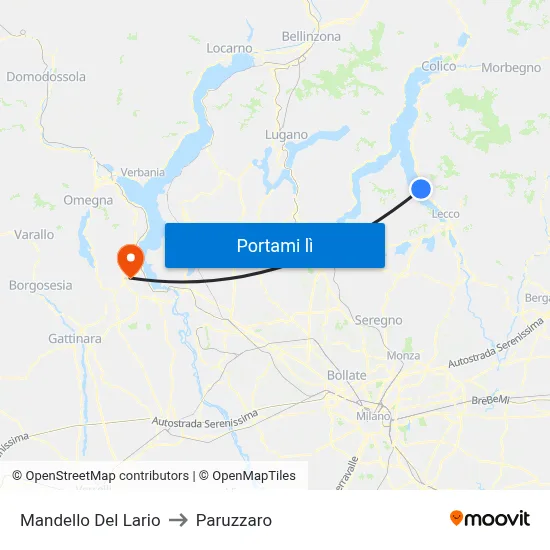 Mandello Del Lario to Paruzzaro map