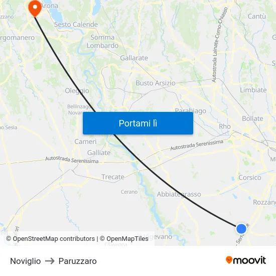 Noviglio to Paruzzaro map