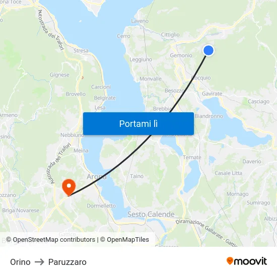 Orino to Paruzzaro map