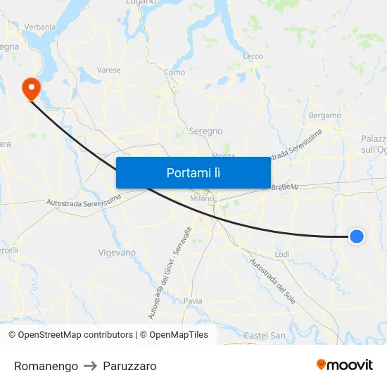 Romanengo to Paruzzaro map