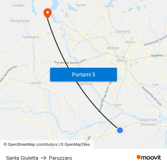 Santa Giuletta to Paruzzaro map