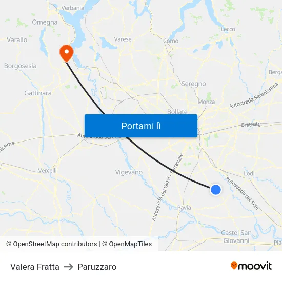Valera Fratta to Paruzzaro map