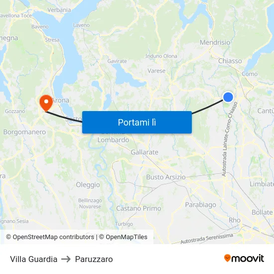 Villa Guardia to Paruzzaro map