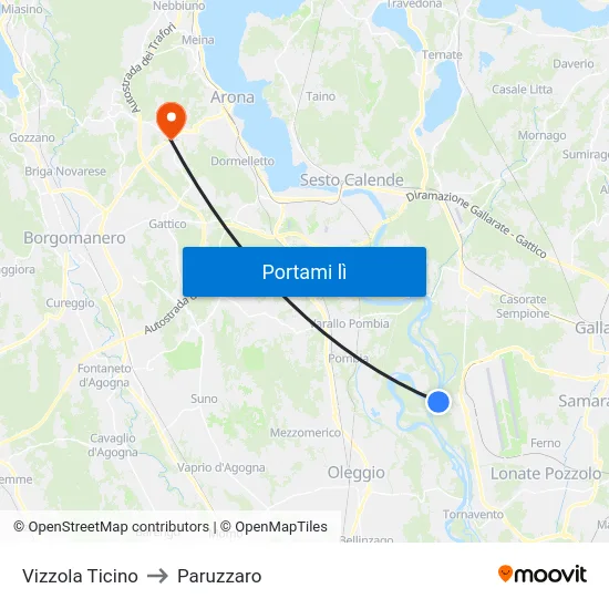 Vizzola Ticino to Paruzzaro map