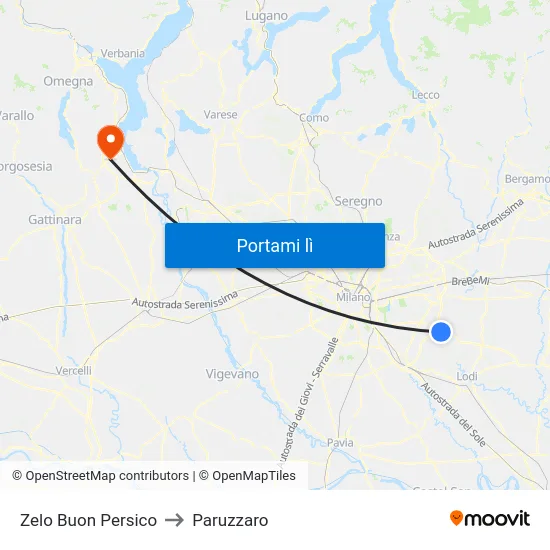 Zelo Buon Persico to Paruzzaro map