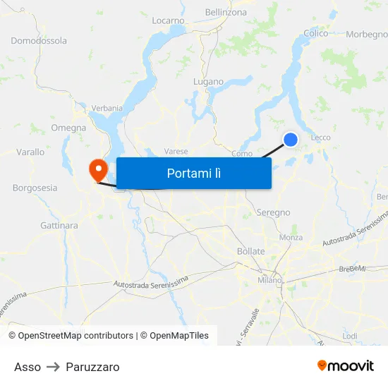 Asso to Paruzzaro map