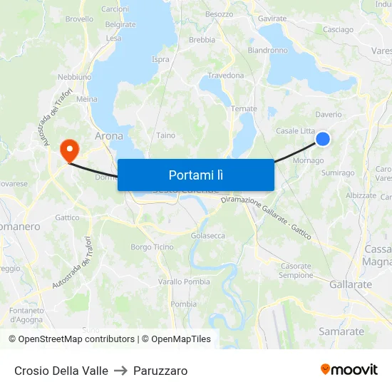 Crosio Della Valle to Paruzzaro map