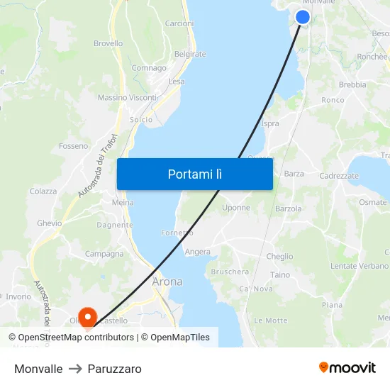 Monvalle to Paruzzaro map