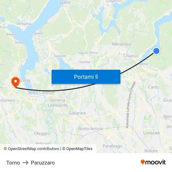 Torno to Paruzzaro map