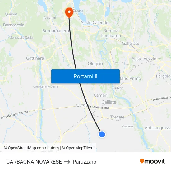 GARBAGNA NOVARESE to Paruzzaro map