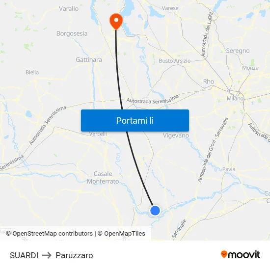 SUARDI to Paruzzaro map