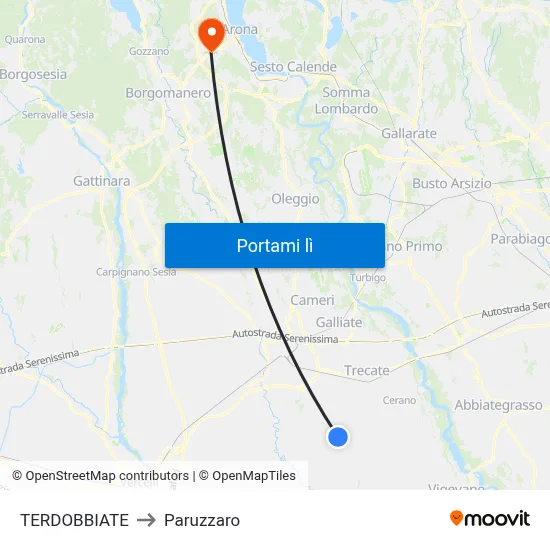 TERDOBBIATE to Paruzzaro map