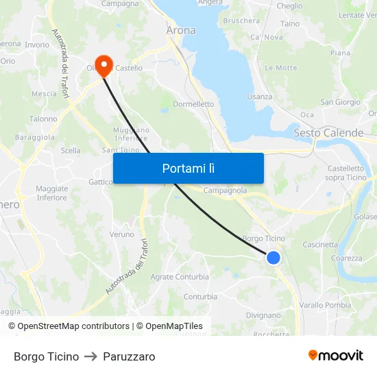 Borgo Ticino to Paruzzaro map