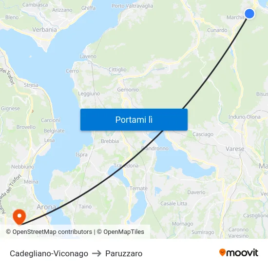 Cadegliano-Viconago to Paruzzaro map