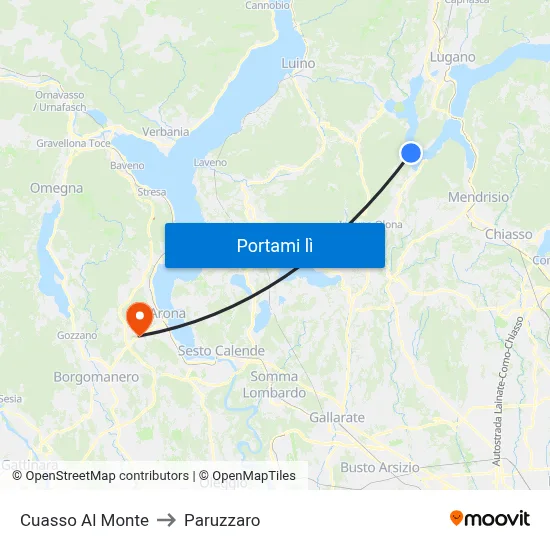 Cuasso Al Monte to Paruzzaro map