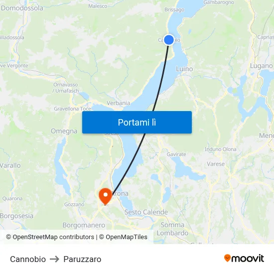 Cannobio to Paruzzaro map