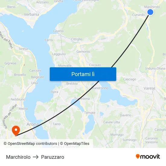 Marchirolo to Paruzzaro map