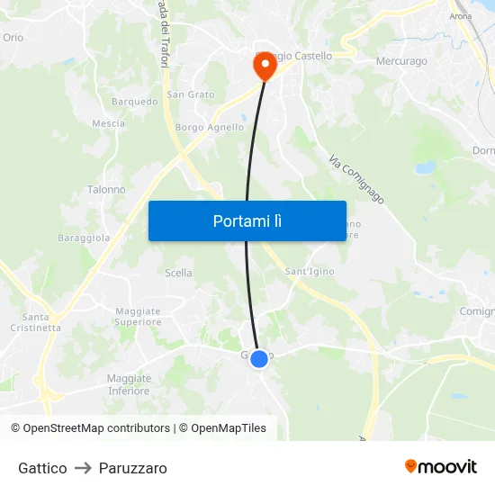 Gattico to Paruzzaro map