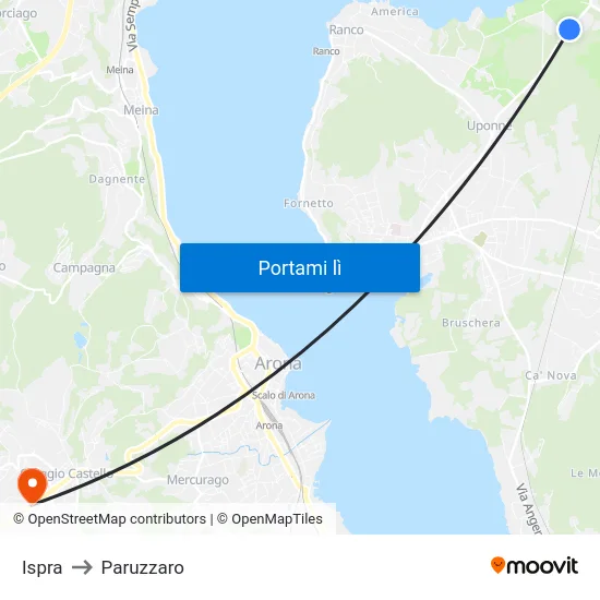 Ispra to Paruzzaro map