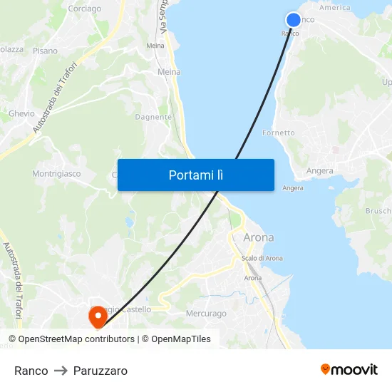 Ranco to Paruzzaro map